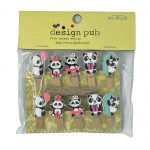 Set de 10 Clips de Madera Decorativo Panda Gestos