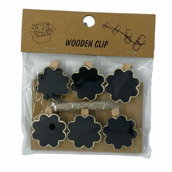 Set de 6 Clips de Madera Decorativo Pizarra Estilo