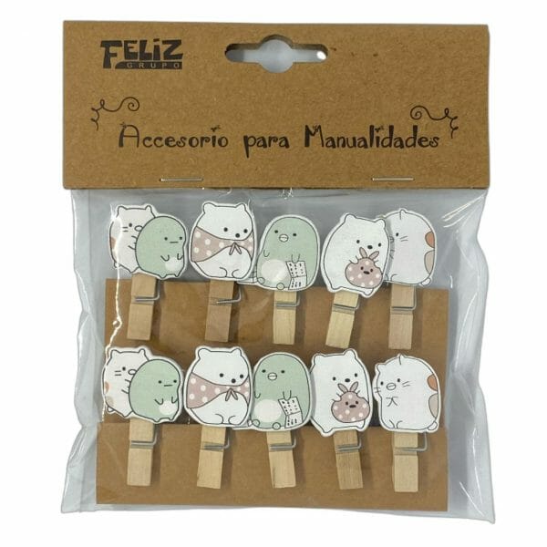 Set de 10 Clips de Madera Decorativo Hámster