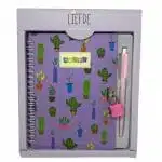 Diario de Vida 45 Hojas Cactus con Candado y Lápiz