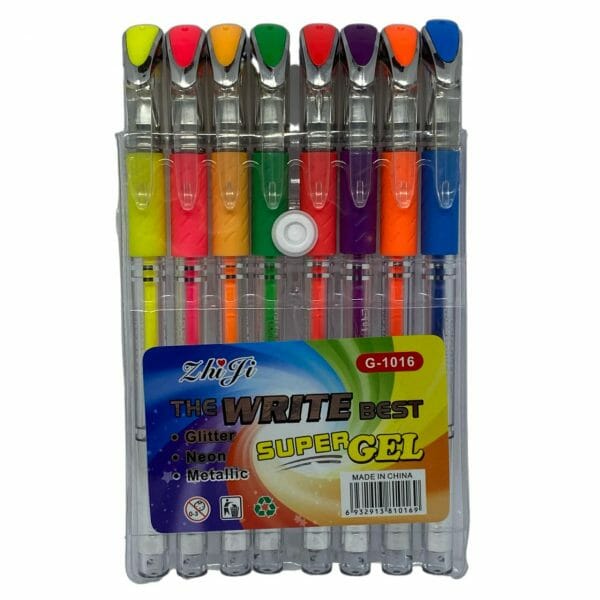 Set de 8 Lápices Tinta Gel Tonos Neón