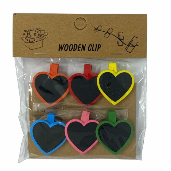 Set de 10 Clips de Madera Decorativo Pizarra Corazón