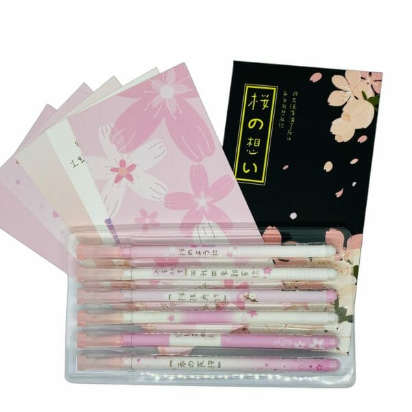 Set de 6 Lápices Tinta Gel Negro + 5 Postales