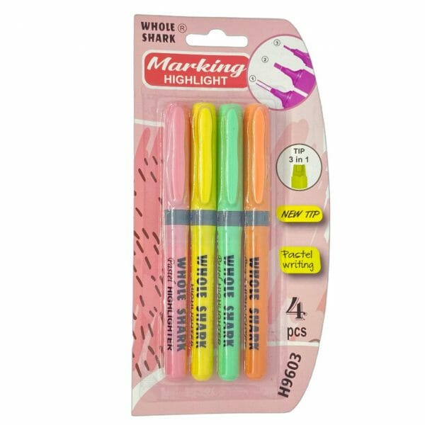 Set de 4 Destacadores con Punta 3 en 1 Tonos Pasteles