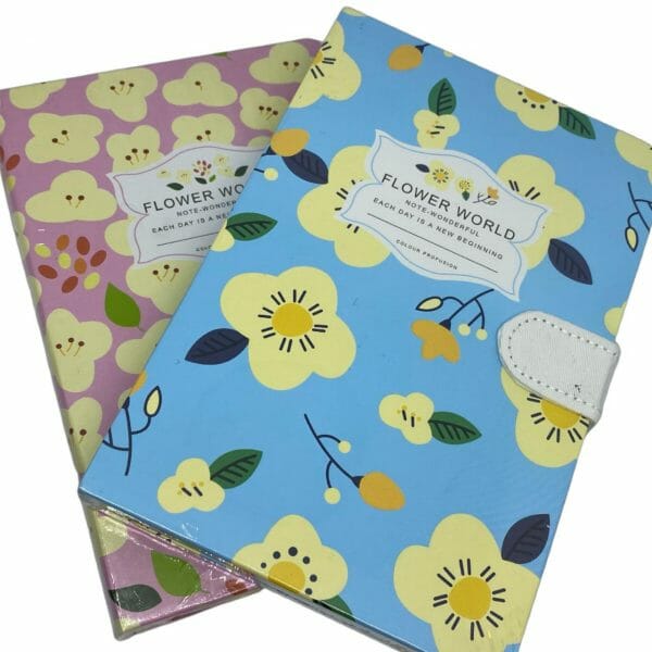 Libreta 150 Hojas Línea Horizontal Con Cierre Magnético Flower World (Elige Diseño)
