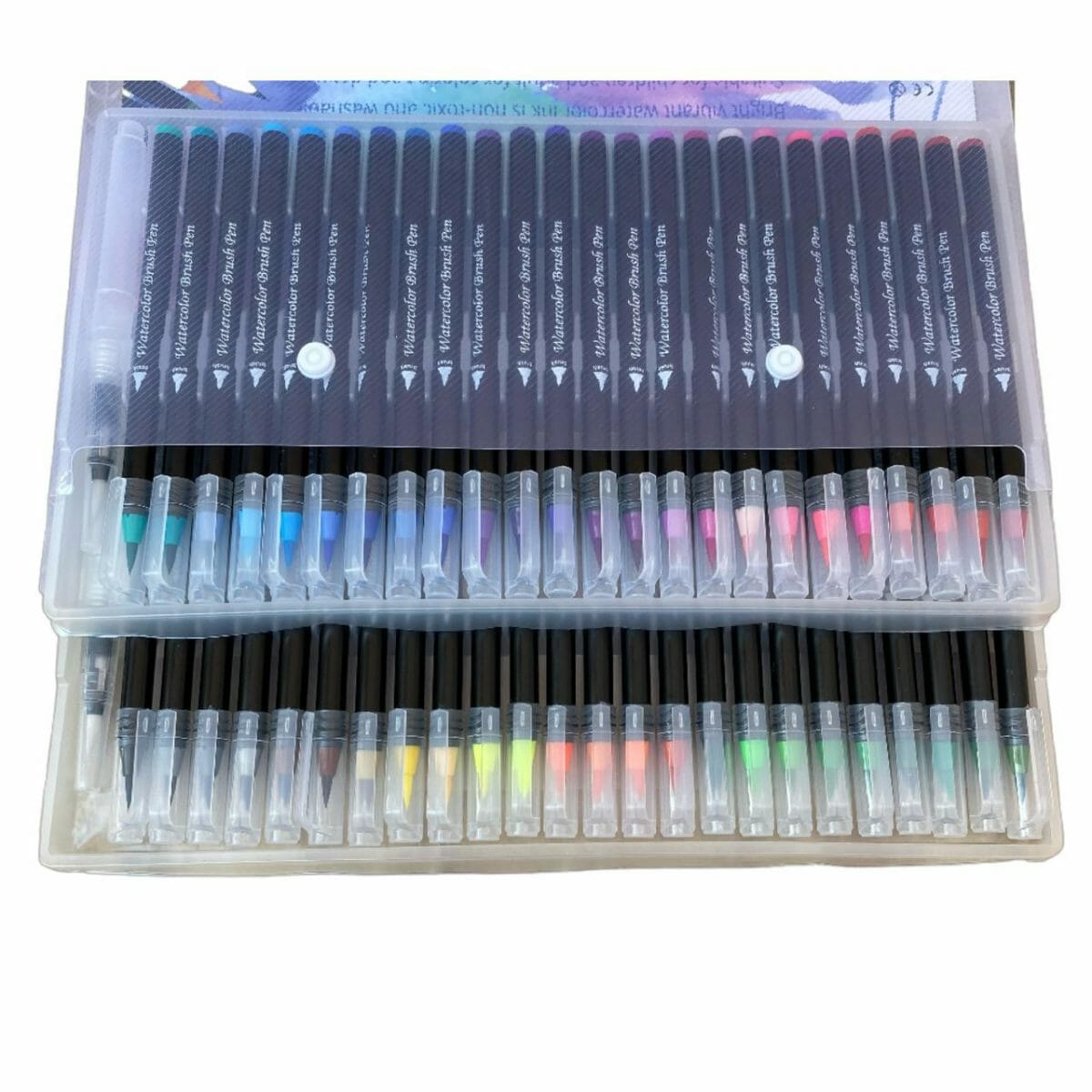 Set de 48 Lápices Punta Pincel Watercolor + 2 Pinceles de Agua - Imagen 2