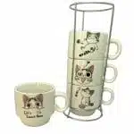 Set de 4 Tazas Gatito Kawaii Con Soporte Aluminio - Imagen 2
