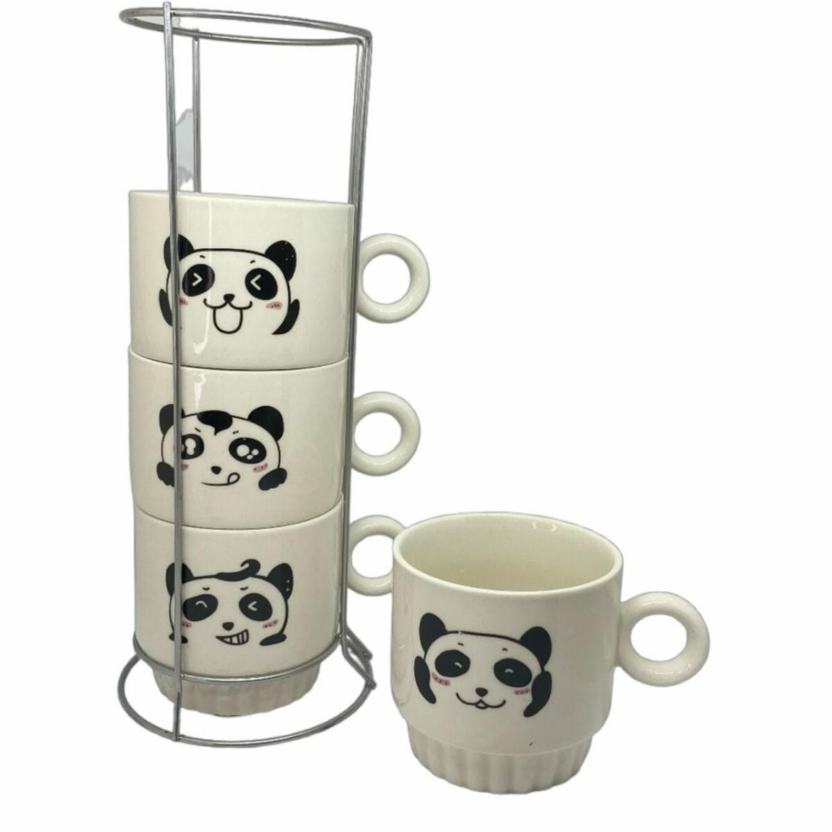 VYT002_2 Set de 4 Tazas Panda Kawaii Con Soporte Aluminio - Imagen 2