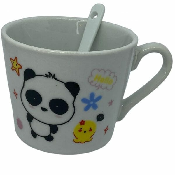 Taza de Cerámica 150ml con Cuchara Panda
