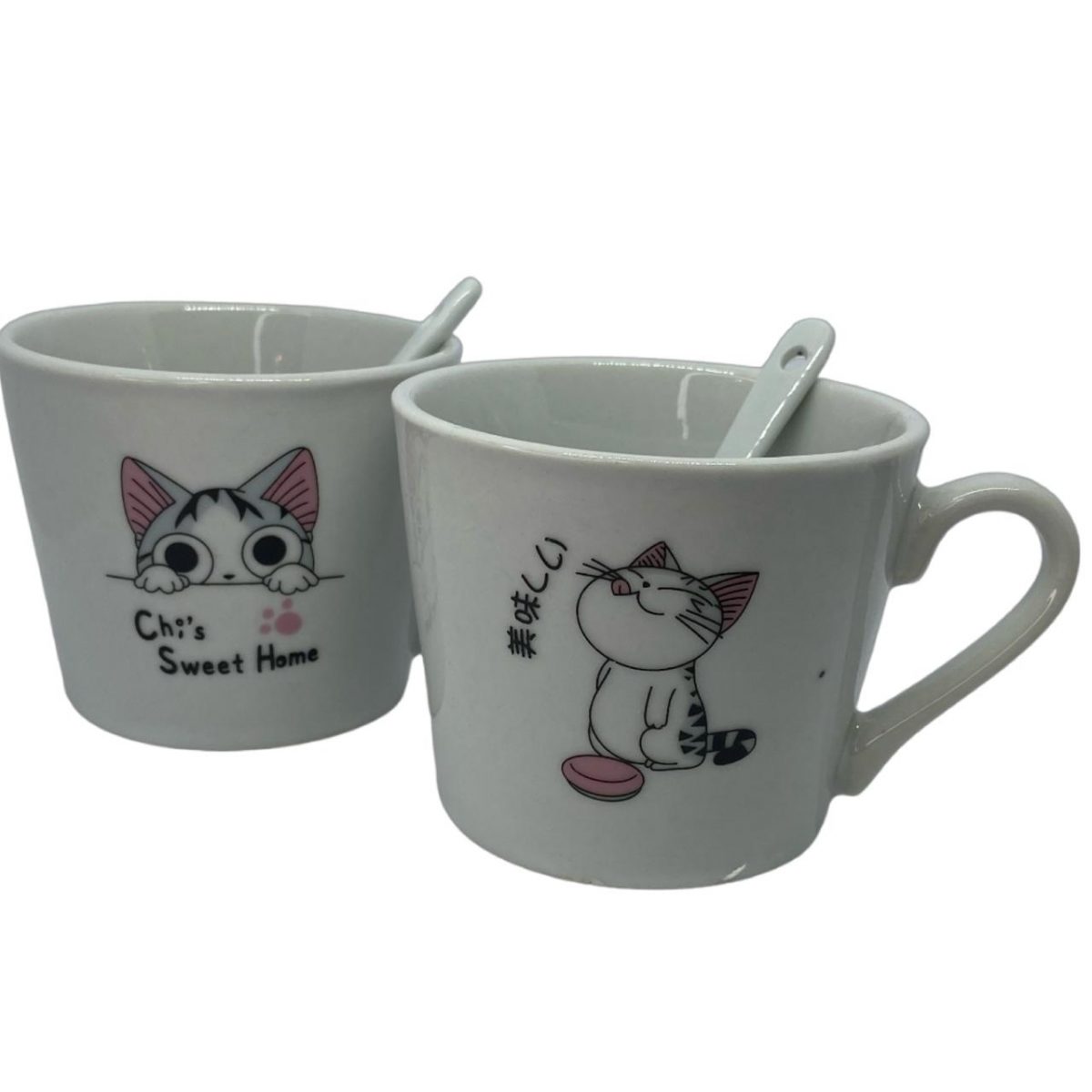 VYT007 Taza de Cerámica 150ml con Cuchara Gatito Kawaii (Elige Diseño) - Imagen 1