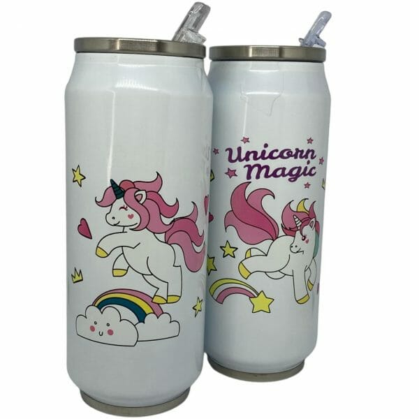 Botella de Aluminio 500ml Forma de Lata Unicornio (Elige Diseño)