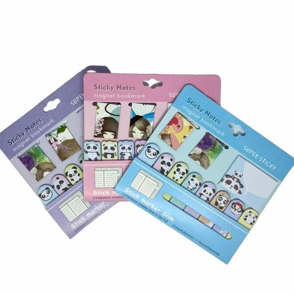 Set de Post-it Panda Diseños + 2 Magnéticos para Hojas (Elige Color)