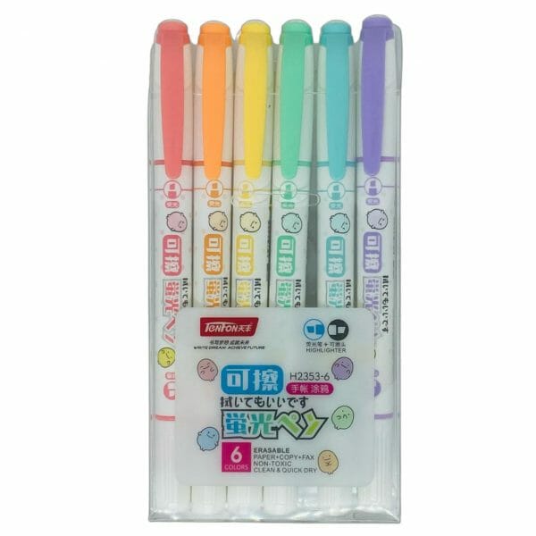 Set de 6 Destacadores Borrables Diseño de Huevitos