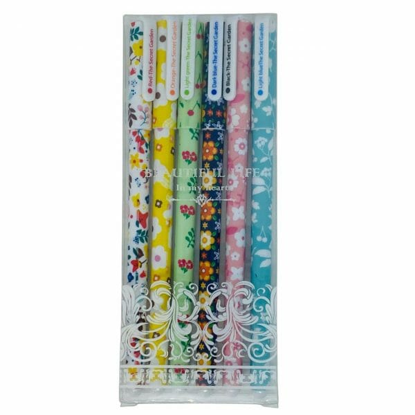 Set de 6 Lápices Tinta Gel Beautiful Life Flores