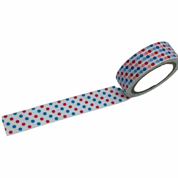 Cinta Washi Tape Diseño Puntitos Rojo y Azul