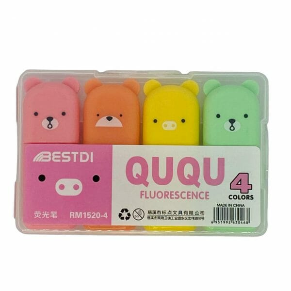 Set de 4 Mini Destacadores Osito Tonos Pasteles