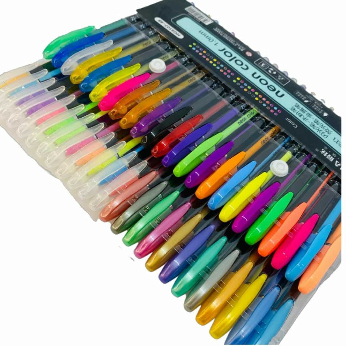 Set de 48 Lápices Tinta Gel 1.0mm Tonos Neón Metalizados Glitter y Pasteles - Imagen 2