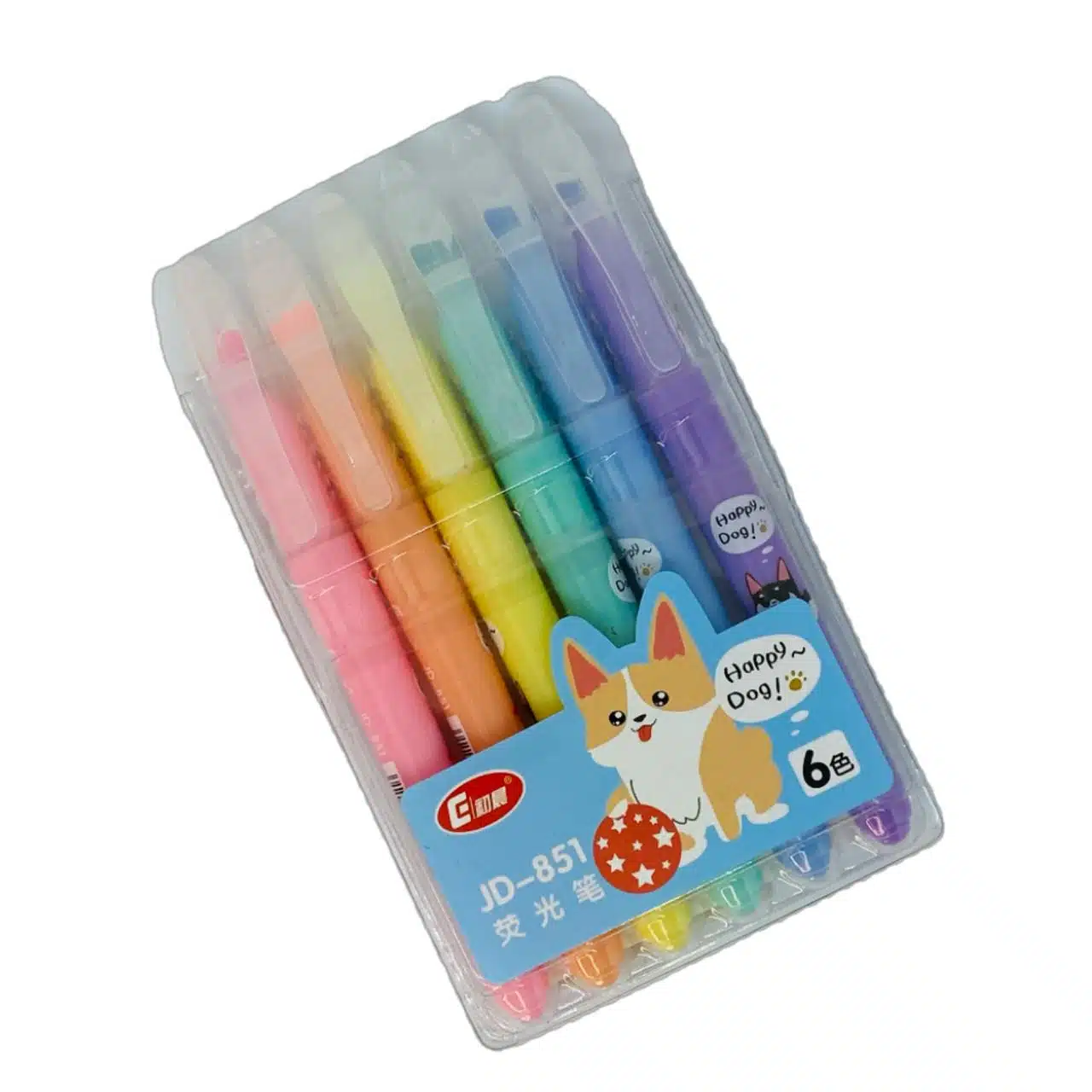 Set de 6 destacadores Tonos Fluorescentes Happy Dog - Imagen 1