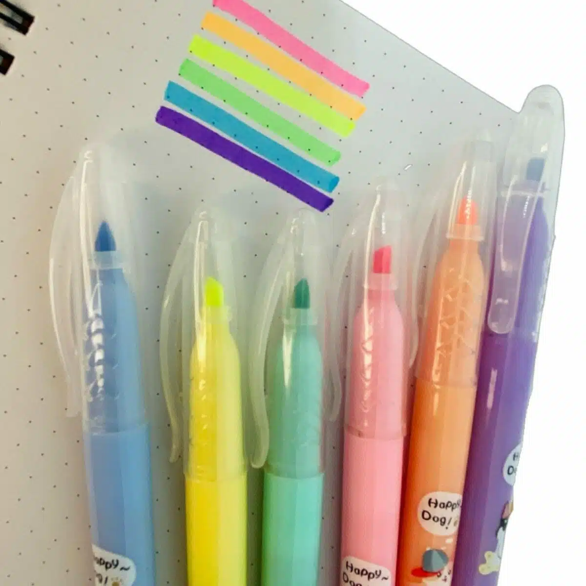 Set de 6 destacadores Tonos Fluorescentes Happy Dog - Imagen 3