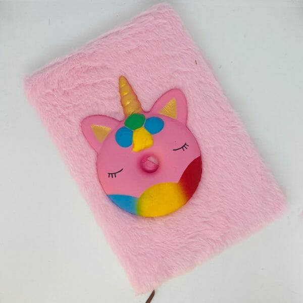 Libreta 80 Hojas Línea Horizontal Peluda con Squishy Unicornio