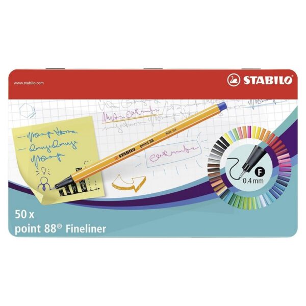 Set de 50 Tiralíneas Stabilo Point 88 Caja Metálica