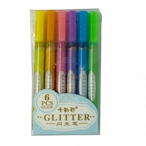 Set de 6 Marcadores Punta Redonda Tonalidad Glitter