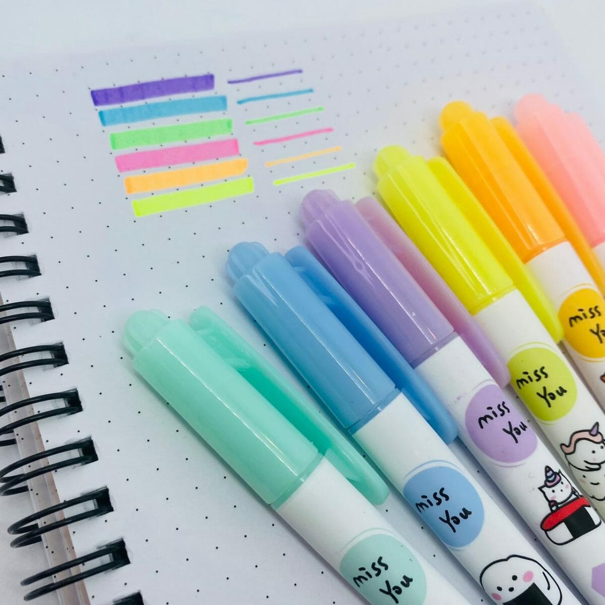 Set de 6 Destacadores Doble Punta Tonos Fluorescentes Diseño Sushi Kawaii - Imagen 3