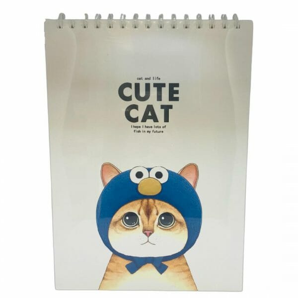 Croquera 50 Hojas Lisas de 110 Gsm Color Marfil Modelo Cute Cat Azul