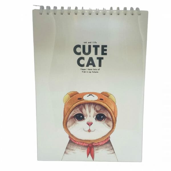 Croquera 50 Hojas Lisas de 110 Gsm Color Marfil Modelo Cute Cat Naranjo
