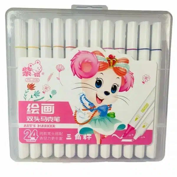 Set de 24 Marcadores Permanentes Punta Biselada y Punta Pincel