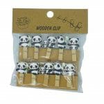 Set de 10 Clips de Madera Decorativo Panda Bambú