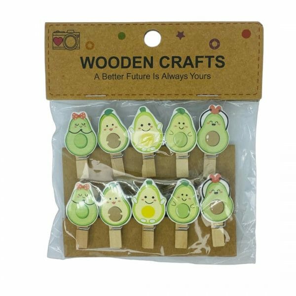 Set de 10 Clips de Madera Decorativo Palta