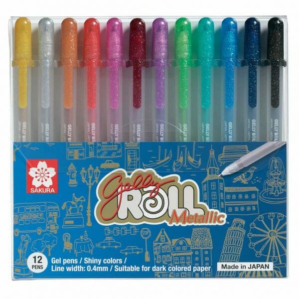 Set de 12 Lápices Tinta Gel Sakura Gelly Roll Metálicos