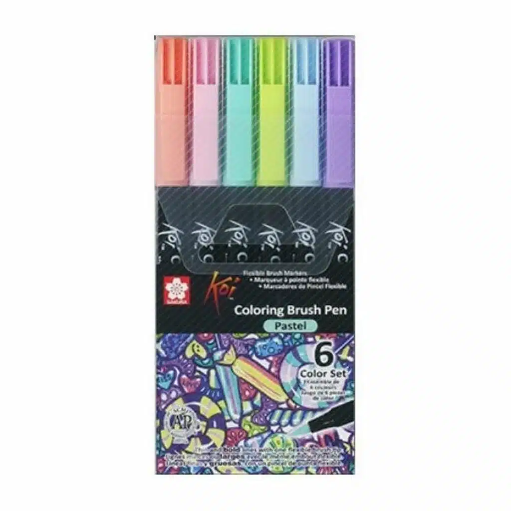 8451132222 Set de 6 Lápices Punta Pincel Sakura Koi Pasteles - Imagen 1