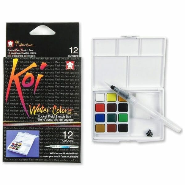Set de Acuarelas 12 Colores + Water brush Sakura Koi