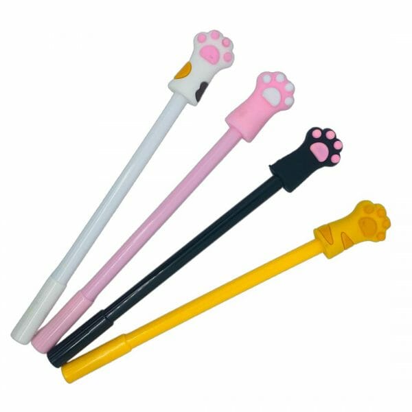 Lápiz Tinta Gel Negro Diseño Garrita de Gato (Elige Color)