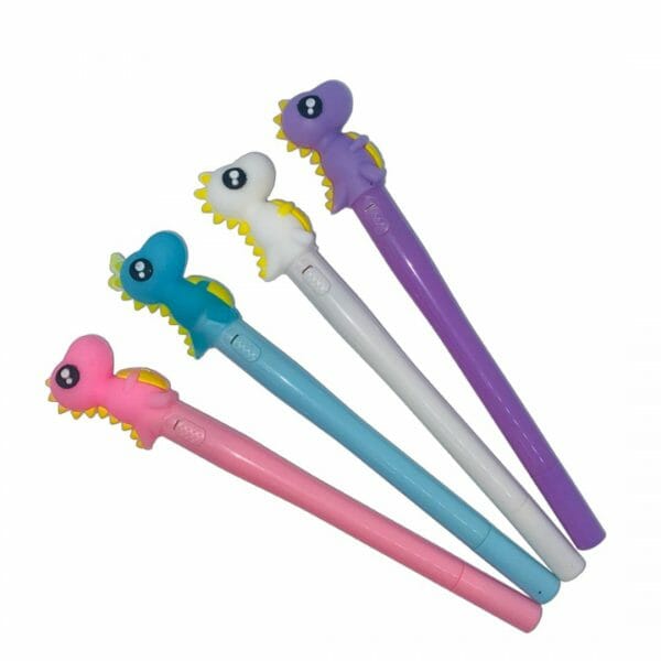 Lápiz Tinta Gel Negro Diseño Dinosaurio con Luz (Elige Color)