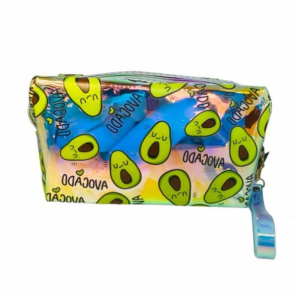 Estuche Holográfico Diseño de Palta Kawaii con Cierre Tirador