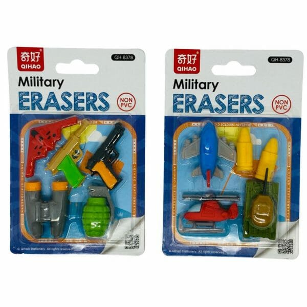 Set de 5 Gomas de Borrar Estándar Modelo Militar (Elige Diseño)