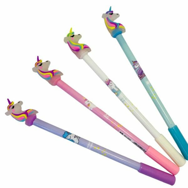 Lápiz Tinta Gel Negro Diseño de Unicornio con Timbre (Elige Color)