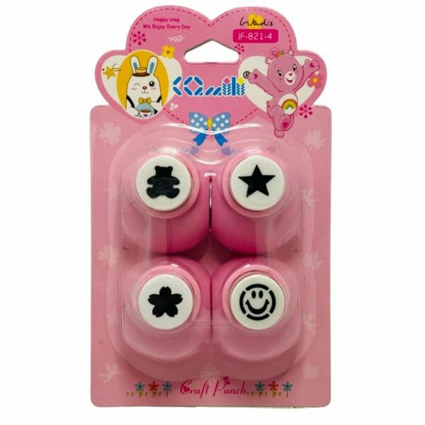 Set de 4 Pequeñas Perforadoras Rosadas de 3cm Bellos Diseños