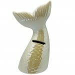 Alcancía de Cerámica Brillante Modelo Cola de Sirena Blanca Tornasol - Imagen 2