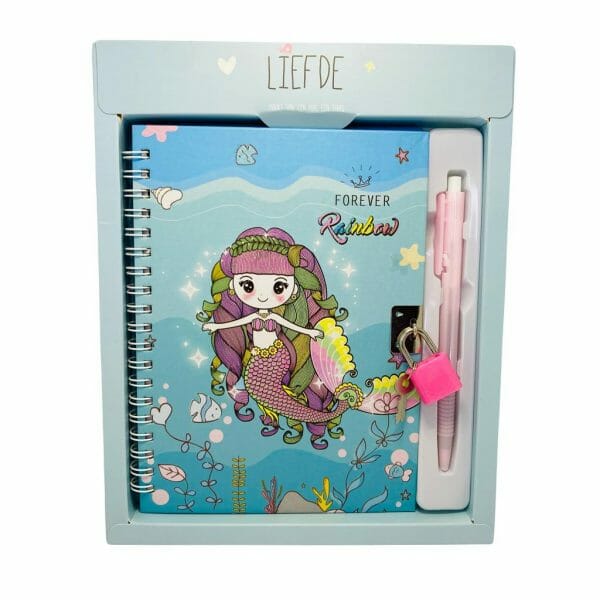 Diario de Vida 45 Hojas con Candado y Lápiz Diseño de Sirena