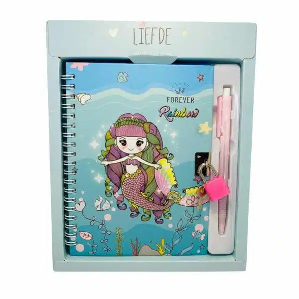Diario de Vida 45 Hojas con Candado y Lápiz Diseño de Sirena
