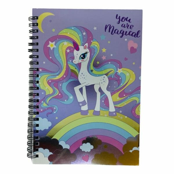 Cuaderno 76 Hojas Línea Horizontal Diseño de Unicornio Brillante