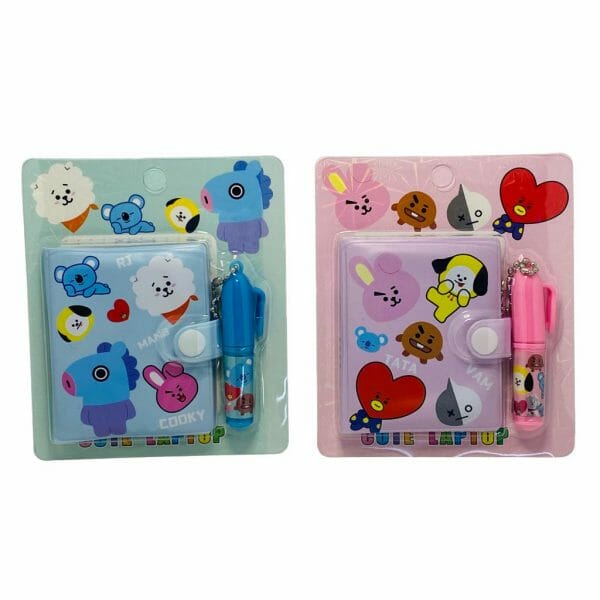 Mini Libreta 42 Hojas Con Mini Lápiz Pasta Azul Modelo BT21 (Elige Diseño)