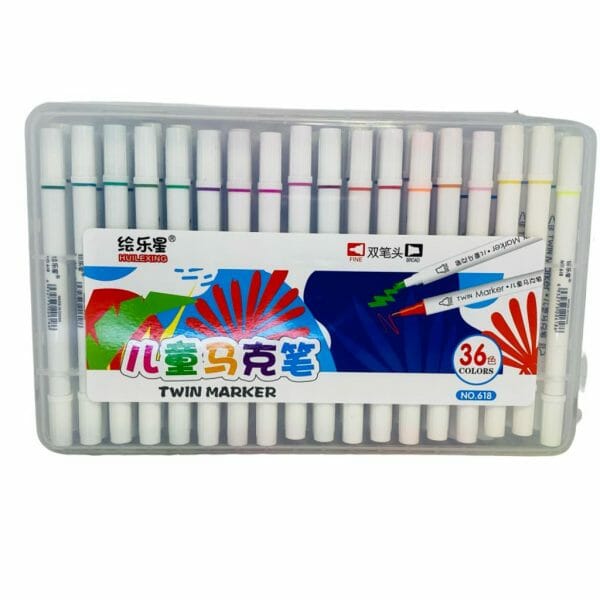 Set de 36 Marcadores Permanentes Punta Biselada y Punta Fina