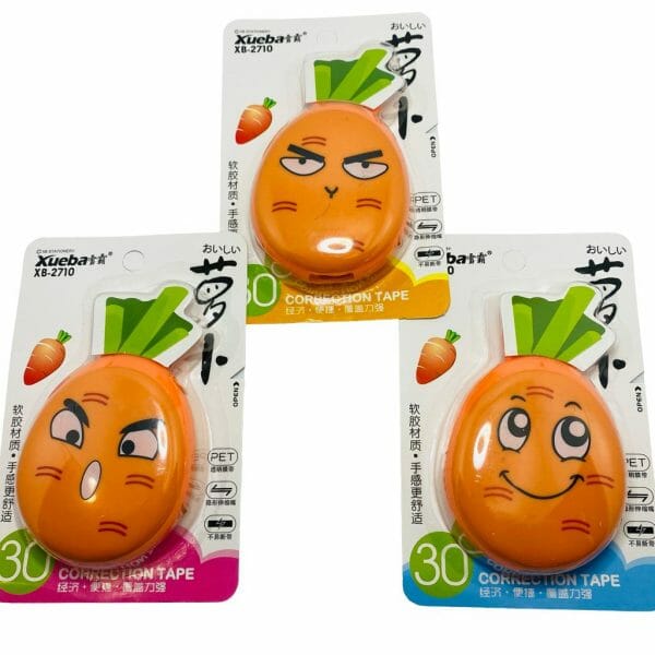Corrector Tipo Cinta 6m x 5mm Modelo de Zanahoria (Elige Diseño)