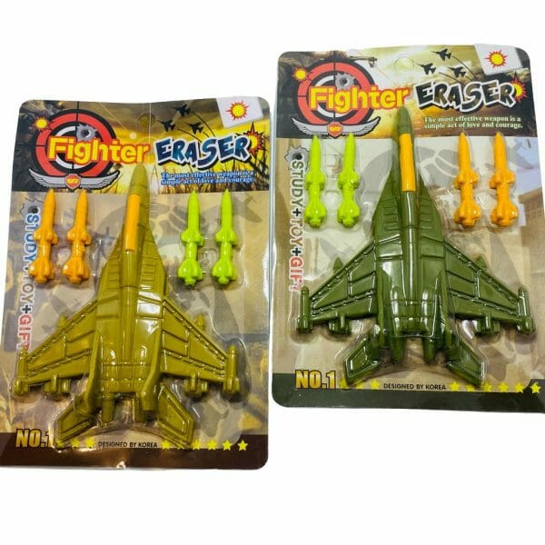Set de 5 Gomas de Borrar Estándar Modelo Avión de Combate (Elige Diseño)