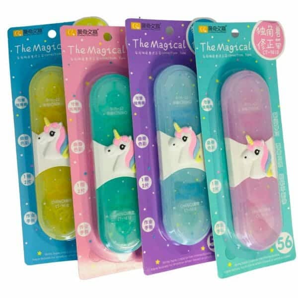 Set de 2 Correctores Tipo Cinta Diseño de Unicornio (Elige Color)